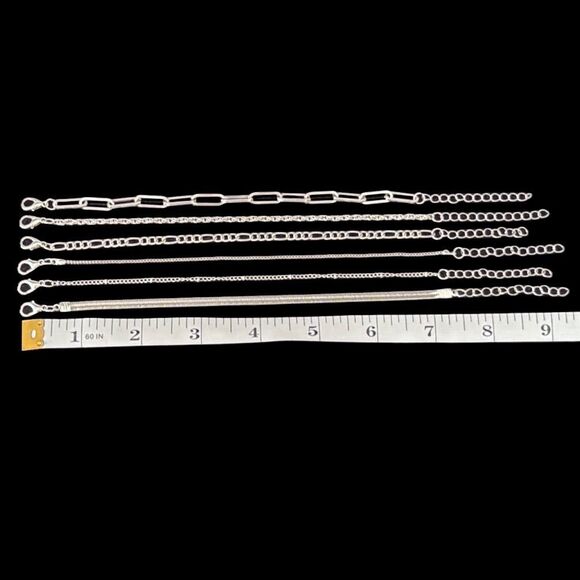 The Uptown Six – Silver Tone Chains in Mixed Styles – Adjustable Length Set - Picture 5 of 7